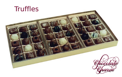 Every Chocolate Charm truffle begins with an excellent Belgian dark or Swiss milk chocolate couverture. Blended with fresh cream and genuine liqueurs into a traditional ganache, our truffles are hand made in small batches, all on our premises.